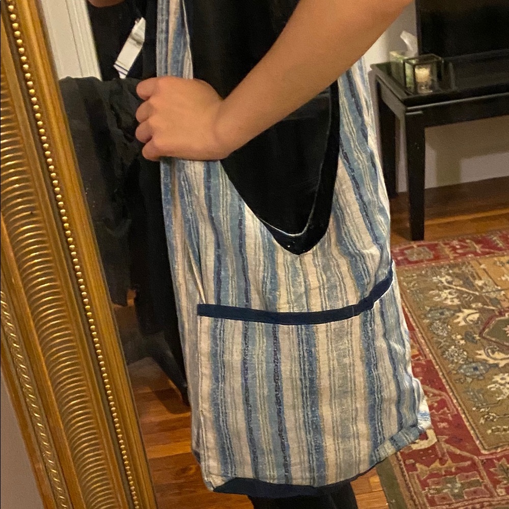 Blue hippie bag vintage hand made beach tote